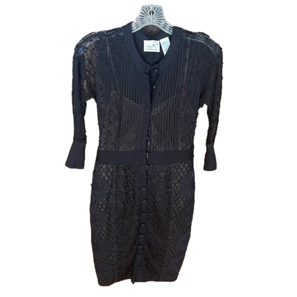 BEGUILE by Byron Lars absolutely stunning sheer knit dress with nude lining. EUC